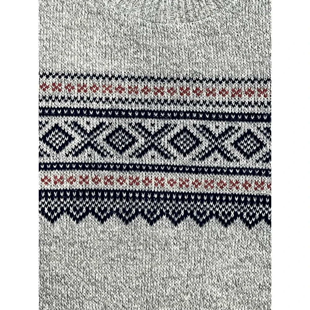 Vtg Jersild‎ Fair Isle Nordic Knit Sweater Crewneck Grey Red Black Men's XL USA